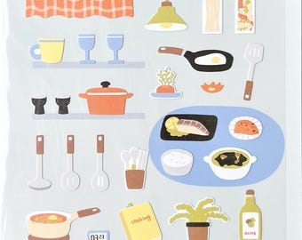 May include: Sheet of Daily Deco Stickers with kitchen-themed illustrations. Includes stickers of kitchen tools, food, and appliances. The text "DAILY DECO STICKERS 1165: my kitchen" is printed on the sheet.