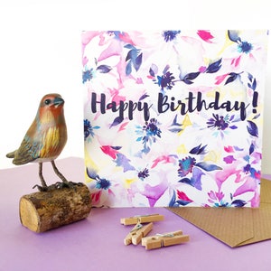 Hübsche rosa Aquarell Floral alles Gute zum Geburtstag Karte