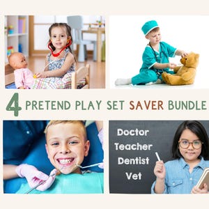 Dramatic Play Printable Bundle: Doctor, Vet, Dentist, Teacher (INSTANT DOWNLOAD)