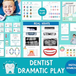 Klinika stomatologiczna - gra dramatyczna, udawaj dentystę, odgrywanie ról stomatologicznych, klasa, edukacja domowa, Montessori| POBIERANIE CYFROWE