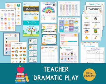 Teacher Dramatic Play, Pretend Play, School role play, Homeschool, Classroom, Montessori | DIGITAL DOWNLOAD