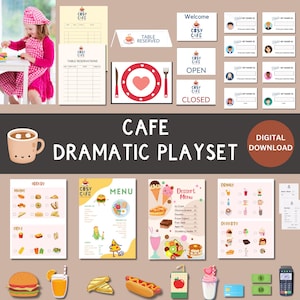 Cafe Restaurant Pretend Play, Dramatic Role Play, Homeschool, Classroom activity, Montessori| DIGITAL DOWNLOAD