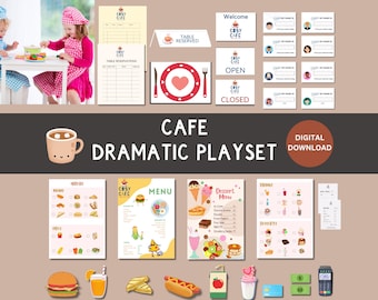 Caférestaurang Låtsaslek, Dramatisk rolllek, Hemundervisning, Klassrumsaktivitet, Montessori | DIGITAL NEDLADDNING