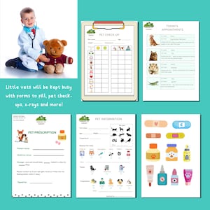 Veterinarian Dramatic Play Printable, Pretend Vet Clinic, Animal