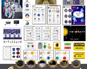 Juego dramático espacial, astronauta, estación espacial, juego de simulación, juego de roles, Montessori/ DESCARGA DIGITAL