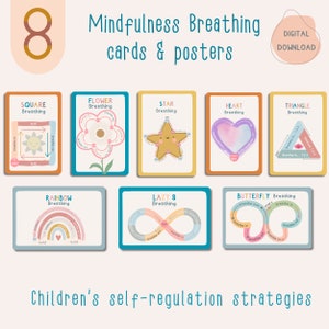 Mindfulness Finger Tracing Breathing Exercises for kids - Flashcards and Poster Set