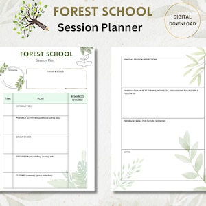 Hojas de planificación de sesiones de la escuela forestal, descarga digital, impresión en casa