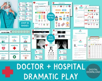 Arzt Klinik / Krankenhaus Dramatisches Spiel, Rollenspiel, Homeschool, Klassenzimmer, Rollenspiel | DIGITALER DOWNLOAD