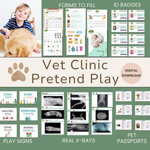Veterinarian Pretend Play Printable, Dramatic Play Vet Clinic, Animal Clinic Role Play, Homeschool, Classroom | DIGITAL DOWNLOAD