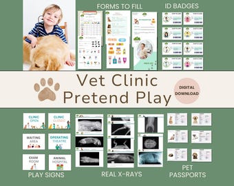 Juego de simulación de veterinario imprimible: Juego de rol de clínica veterinaria (Descarga digital)