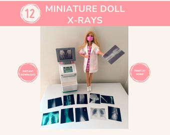 12 DIY Miniature Doll's X-rays - Instant Download, Print at Home, Fits Barbie X-ray station