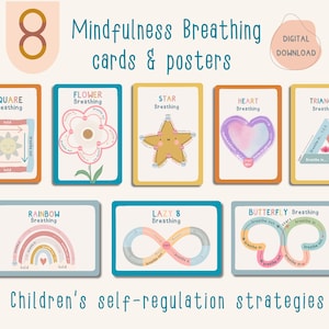 Mindfulness Finger Tracing Ademhalingsoefeningen voor kinderen - Flashcards en posterset