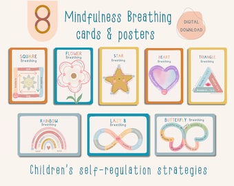 Mindfulness Finger Tracing Breathing Exercises for kids - Flashcards and Poster Set