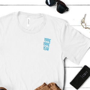 Bügelbild klein "Yippie Yippie Yeah" / Flock / neon blau / DIY / Patch