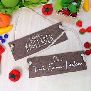Sign for shop, customizable, gift for children, made of felt, corner shop, grocery store, gift under 20 euros