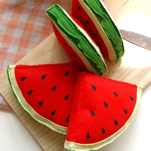 Wassermelone aus Filz genäht, Filzlebensmittel, Kinderküche, Kinderkaufladen, für Kinder, genäht, Melone