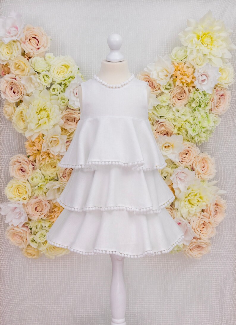 White Girl Linen Dress Kids Linen Dresses Wedding Linen Etsy