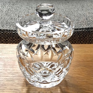Small crystal jam pot, glass marmalade jar, conserve pot, jam jar, preserves pot