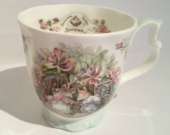 Brambly Hecke Sommerbecher, Sommertasse, Brambly Hecke Becher, Brambly Hecke rosa grün Becher, Bone China Maus Tasse