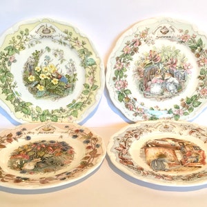 Set of 4 Brambly Hedge Seasons tea plates, Royal Doulton Six inch Brambly Hedge tea plates, 4 Brambly Hedge collectors plates