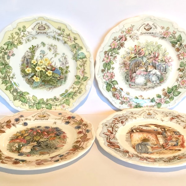 Reserved…..Set of 4 Brambly Hedge Seasons tea plates, Royal Doulton Six inch Brambly Hedge tea plates, 4 Brambly Hedge collectors plates