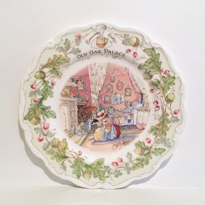 Brambly Hedge Old Oak Palace plate, Royal Doulton Brambly Hedge, Royal Doulton Primrose Woodmouse plate, Homes and Work Places plate