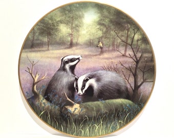 Spode badger plate, Badgers decorative plate, The Wildlife Series collectible plate, limited edition badger plate, Spode bone china plate