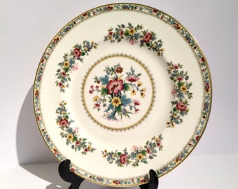 Coalport Ming Rose 10 inch plate, 10 inch pink white and gold plate, Ming Rose bone china