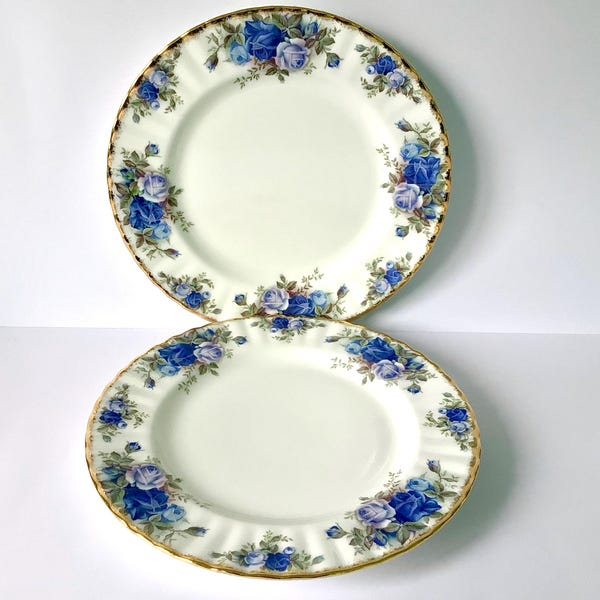 Pair of Moonlight Rose lunch plates, 2 Royal Albert Moonlight Rose 8 inch plates, pair 8 inch plates, 2 Moonlight Rose salad plates