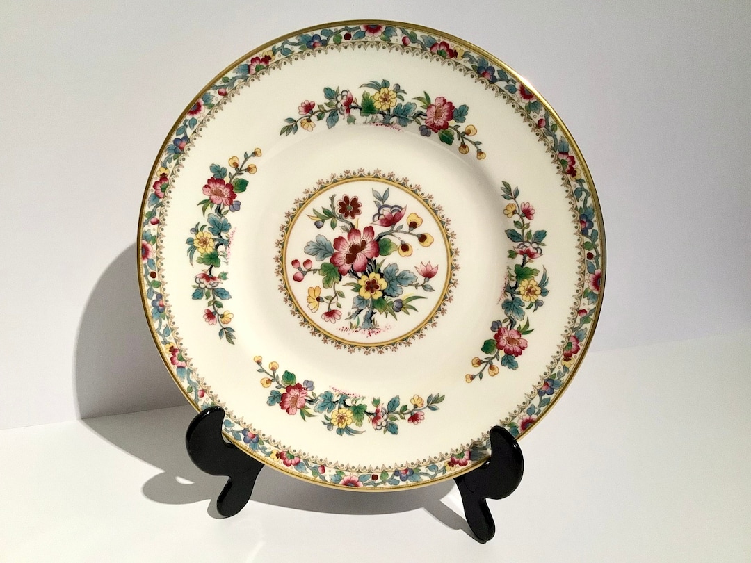 Coalport Ming Rose 8 Inch Plate, 8 Inch Pink White and Gold Plate