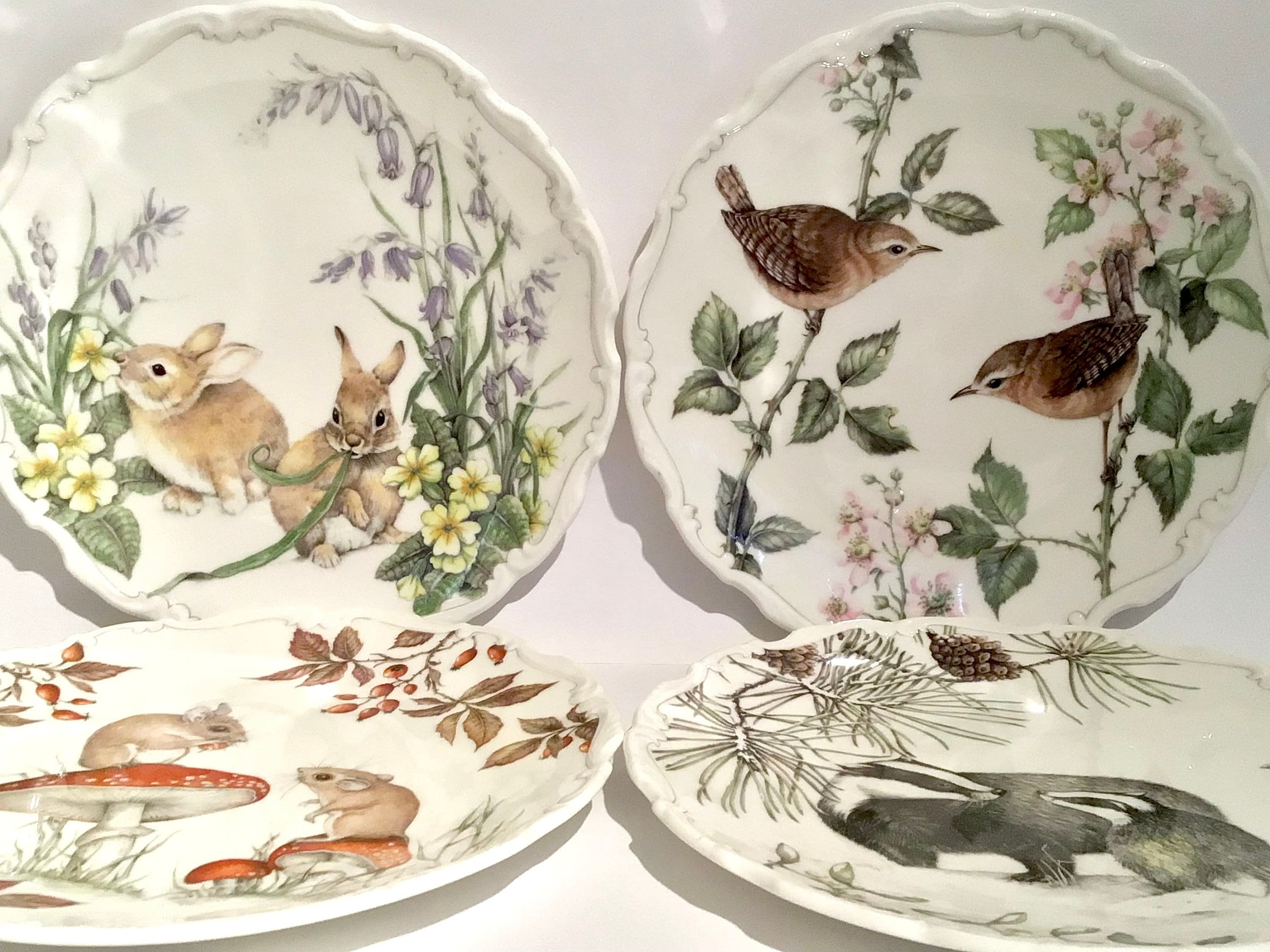 Set of 4 Royal Albert Country Walk Plates Set of Four Royal Albert Plates Rabbit Plate Bird Plate mouse Plate Badger Plate Etsy