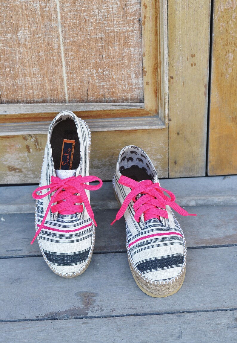 Platform Shoes Women Vegan Footwear In vintage Hmong Black