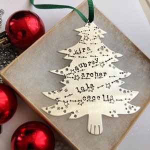 Multi-Name Christmas Tree Hand-Stamped Ornament