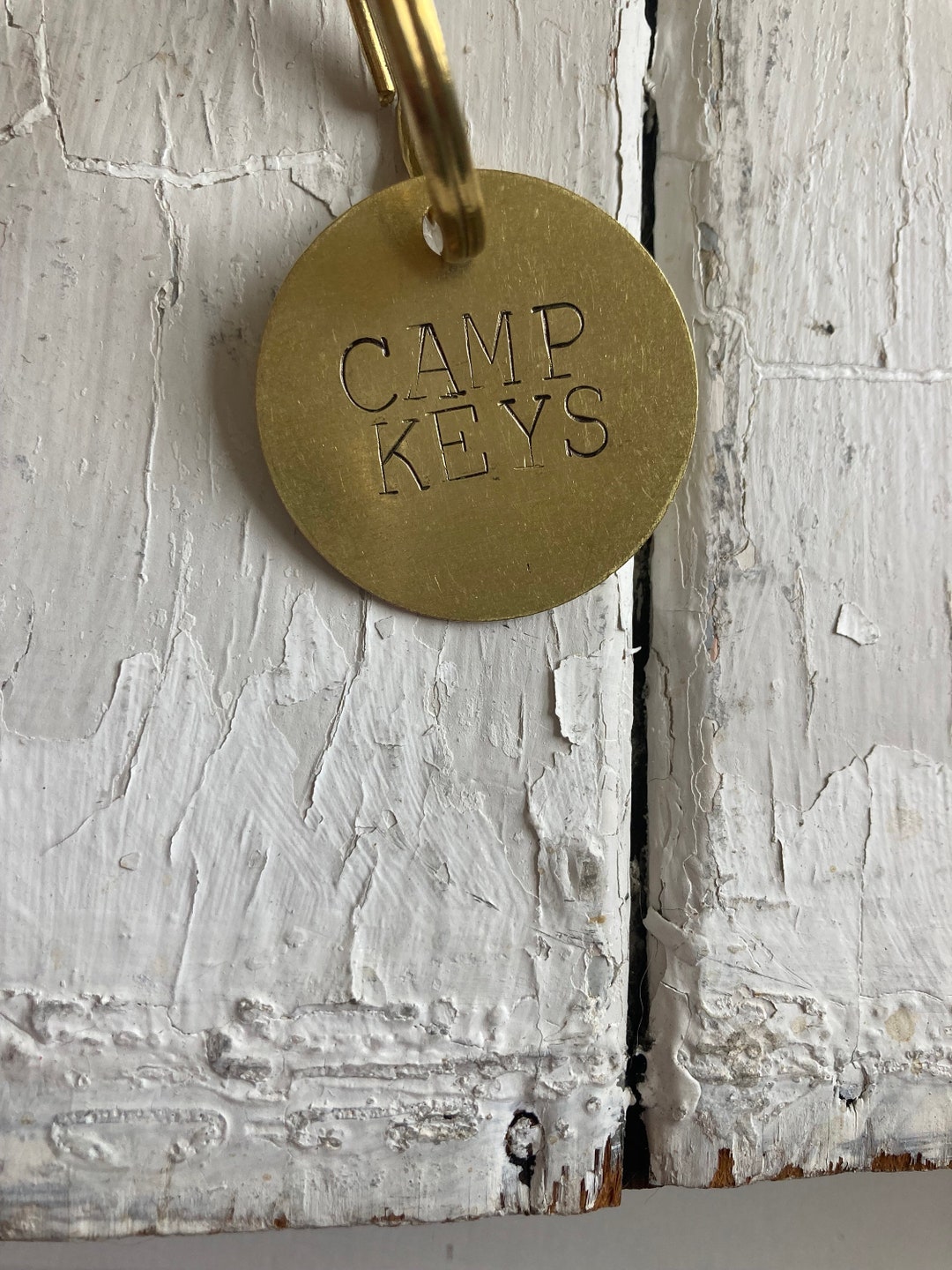 CAMP KEYS Hand Hammered Keychain With Large Brass Keyring and Etsy