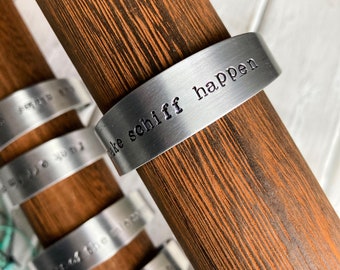 Make Schiff Happen Hand-Stamped Aluminum Cuff Bracelet