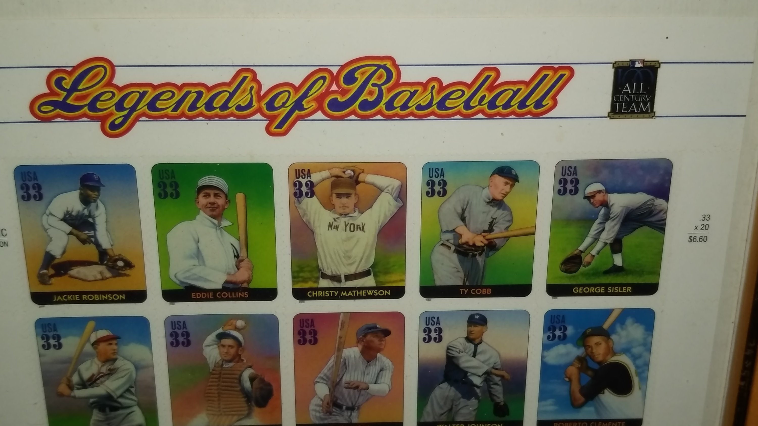 Stamps Legends of Baseball USPS Official Stamps 2000 framed Etsy