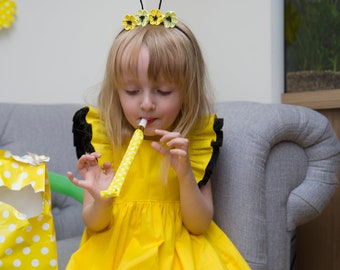 Double frill yellow bee Dress / Girls bee Dress / Toddler bee outfit / Fall Dress / Bee costume / Spring Dress