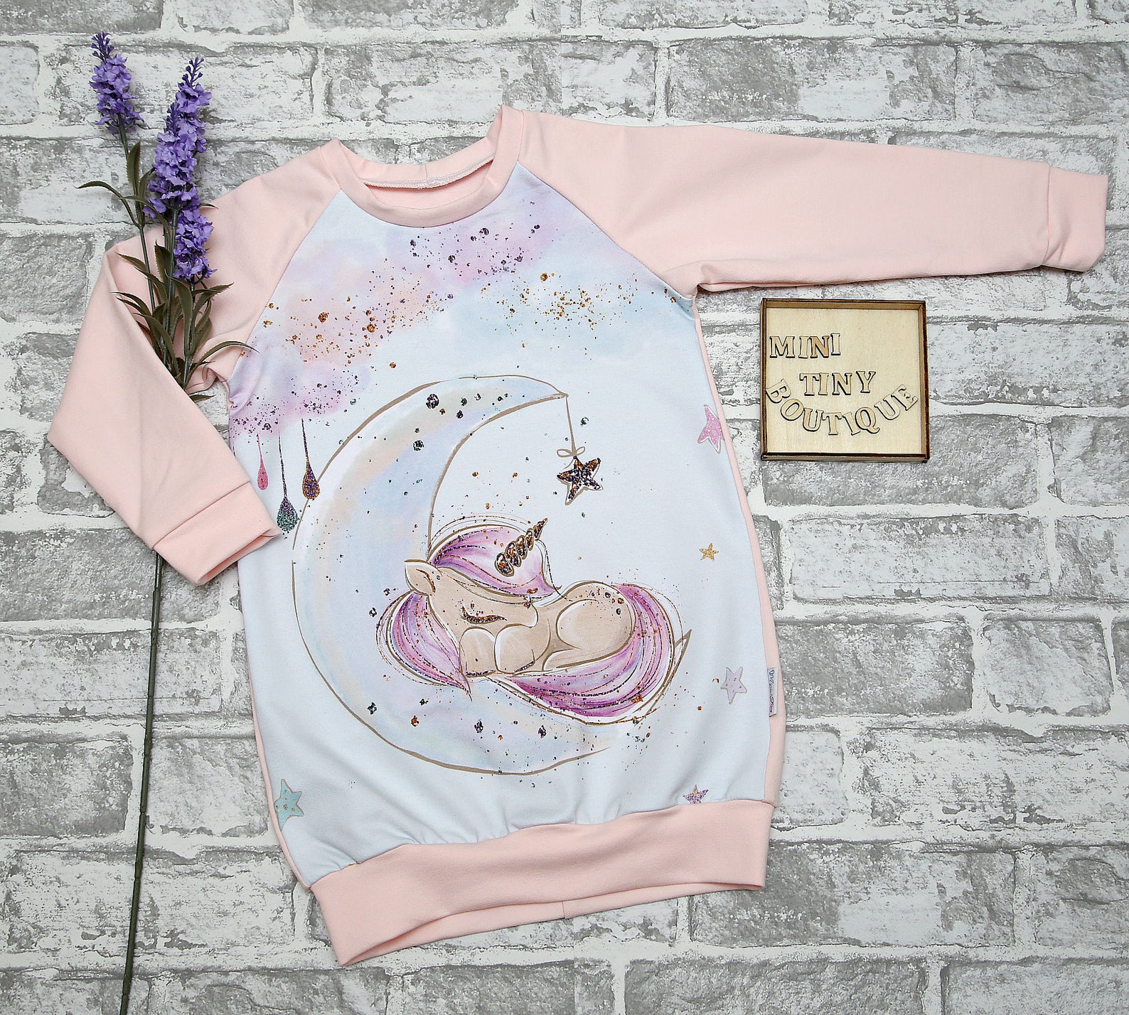 Babyhug Cotton Knit Full Sleeves Sweatshirt with Unicorn Applique - Pink