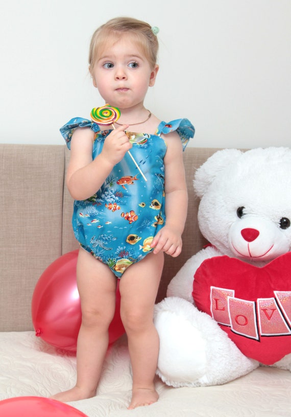 Aqua Baby Girl Romper Ruffle Girl Romper Sunsuit Bubble Romper Cotton Baby Romper Baby Shower Gift Etsy Canada