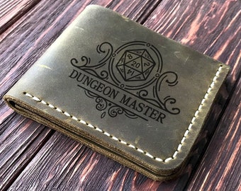 Gift for Him Dungeon Master Wallet Personalized Mens Wallet Gift For Father D&D Leather Wallet Mens Husband Gift Geek Gift Gamer Gift k44