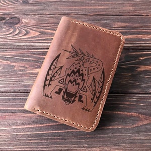 Nargacuga Monster Hunter World kerstcadeau voor gamer paspoorthoes gepersonaliseerde lederen paspoorthouder MHW cadeau voor hem echtgenoot s37