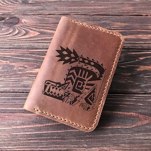 Odogaron Monster Hunter World kerstcadeau voor gamer paspoorthoes gepersonaliseerde lederen paspoorthouder MHW cadeau voor hem vriendje s39