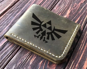 Gift for Gamer Legend Of Zelda Wallet Personalized Mens Wallet Zelda Leather Wallet Mens Geek Gift Gamer Gift for Him, Gift for Husband k36