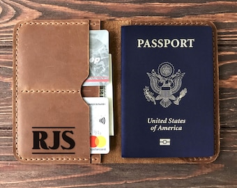 Funda para pasaporte personalizada grabada. Cartera de cuero para pasaporte, regalo de Navidad, funda para pasaporte personalizada, cuero genuino, regalo de viaje