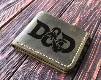 Dungeon and Dragons Wallet Christmas Gift for Gamer Personalized Mens Wallet D&D Leather Wallet Husband Geek Gift Gamer Gift for Men k34
