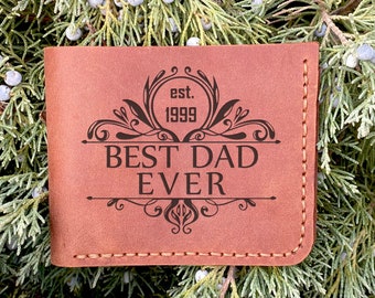 Best Dad Ever Wallet Dad's Gift - Fathers Day Gift - Personalized Gift for Father - Custom Leather Wallet - Funny Dad Gifts