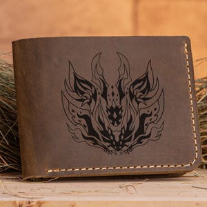 Xeno'jiiva Monster Hunter World Leder Geldbörse Weihnachtsgeschenk für Gamer MHW Geschenk personalisierte Herren Geldbörse Mann Geek Geschenk für ihn s48