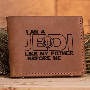 Cartera de Star Wars Cartera personalizada para hombre Soy un Jedi, como mi padre antes que yo Cartera de cuero para hombre Regalo de Navidad para esposo para novio k12