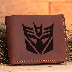 Decepticon Leder Brieftasche Transformatoren personalisierte Leder Brieftasche Herren individuelles Geschenk, Geschenk für ihn, Geschenk für Mann Weihnachtsgeschenk k246