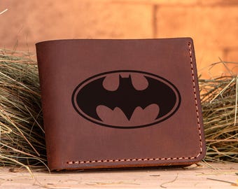 Comics Wallet Superhero Personalized Mens Gift Wallet Distressed Leather Wallet Husband Gift for Dad, Boyfriend Gift, Christmas Gift for Him